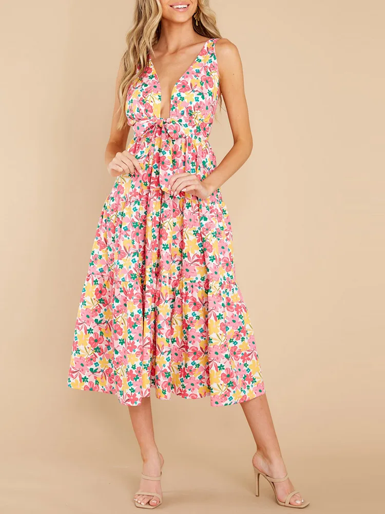 Summer Floral Print Boho Casual Dresses